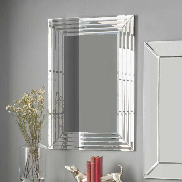 Pacific Lifestyle Mirrored Glass Art Deco Rectangle Wall Mirror