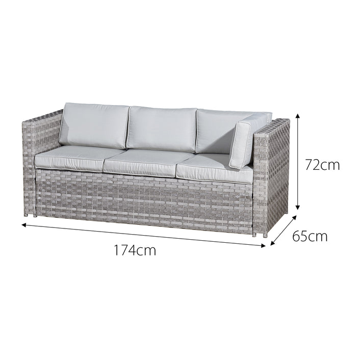 Oseasons® Acorn Rattan 6 Seat Corner Sofa Set in Dove Grey with Light Grey Cushions