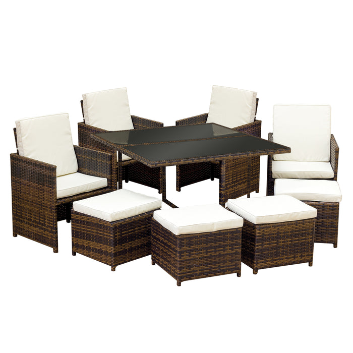 Oseasons® Cube KD Rattan 4-8 Seat Dining Set in Dark Brown