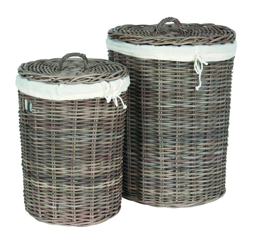 Grey Kubu Round Lined Linen Baskets -Grey Kubu Round S/2 Lined Linens - Storage by Pacific available from Harley & Lola