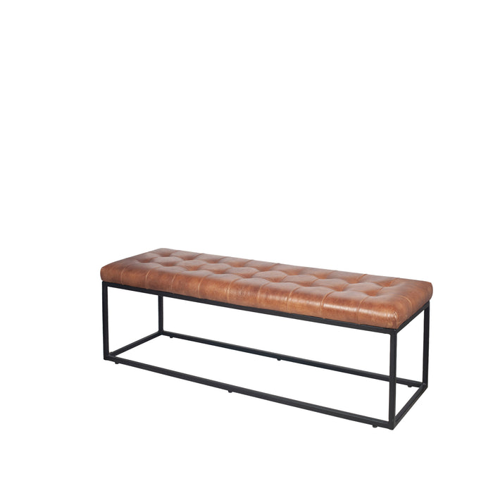 Pacific Lifestyle Arlo Leather & Iron Buttoned Bench