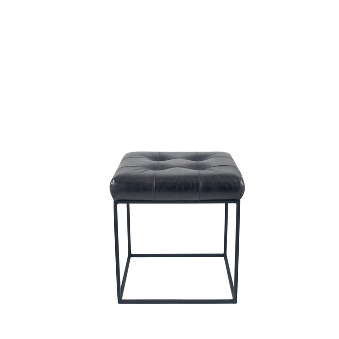 Pacific Lifestyle Arlo Leather & Iron Buttoned Stool
