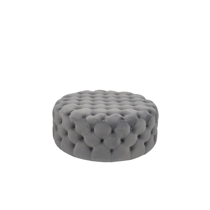 Pacific Lifestyle Velvet Round Buttoned Pouffe