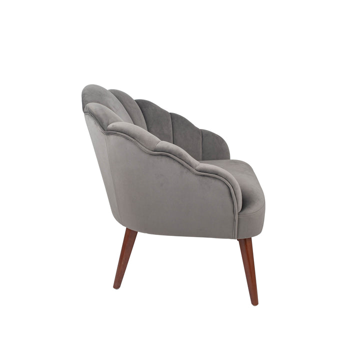 Pacific Lifestyle Velvet Shell Chair with Walnut Effect Legs