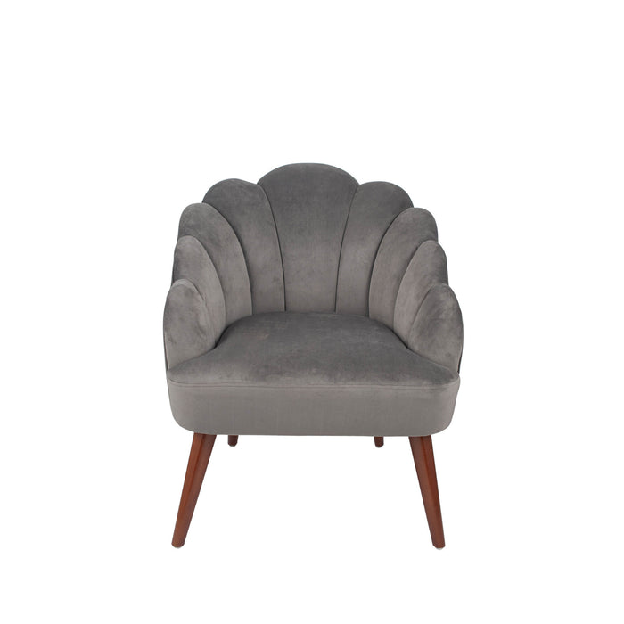 Pacific Lifestyle Velvet Shell Chair with Walnut Effect Legs