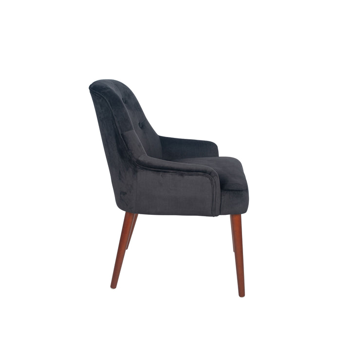 Pacific Lifestyle Velvet Armed Dining Chair Walnut Effect Legs