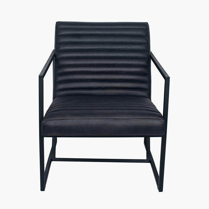 Pacific Lifestyle Stefano Steel Grey Leather and Iron Arm Chair