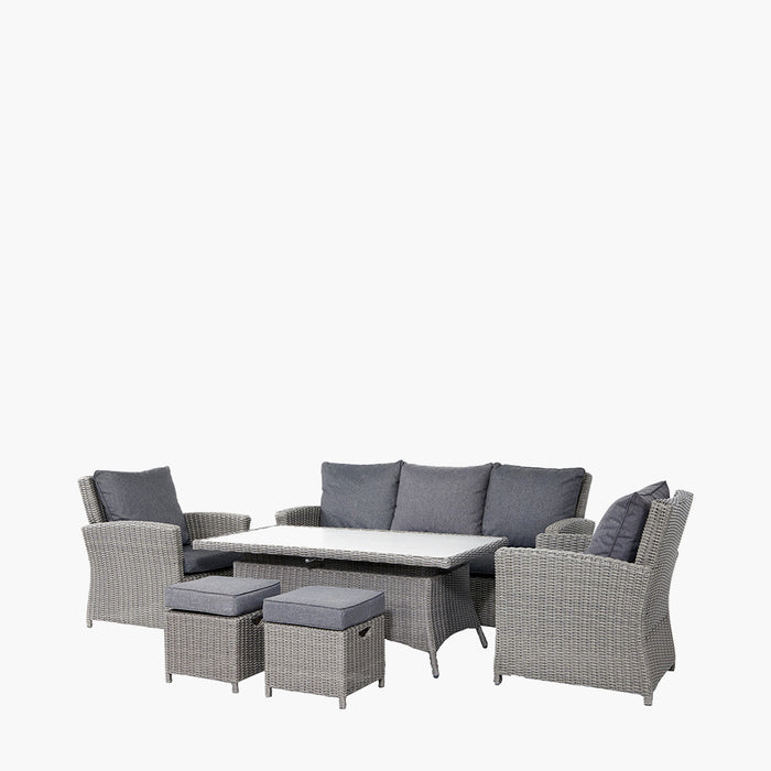 Pacific Lifestyle Slate Grey Barbados 7 Seater Lounge Set with Ceramic Top