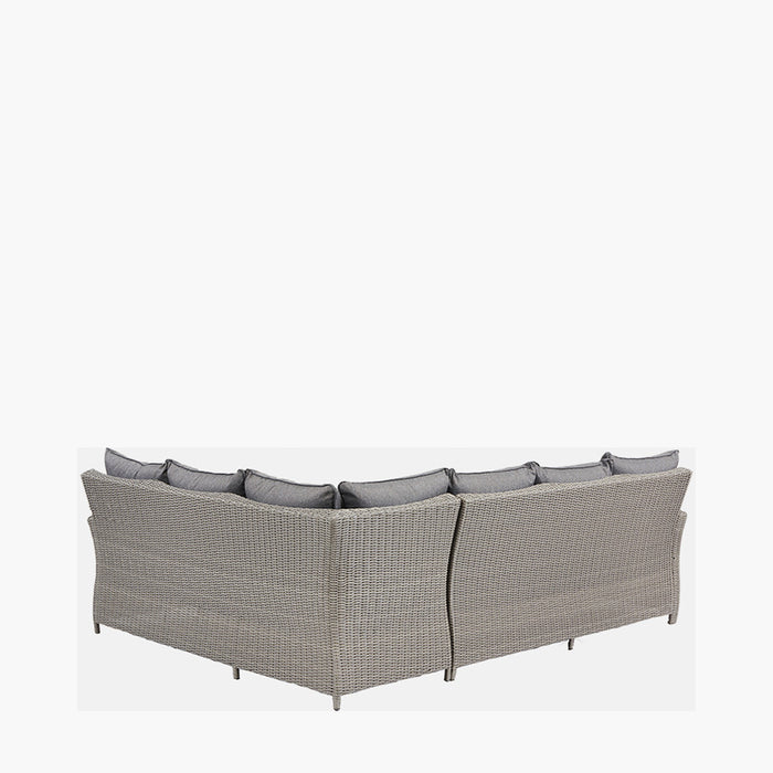 Pacific Lifestyle Slate Grey Barbados Corner Set Long Left with Ceramic Top and Fire Pit