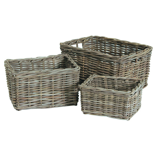 Grey Kubu Three Oblong Baskets -Grey Kubu S/3 Oblong Storage - Storage by Pacific available from Harley & Lola