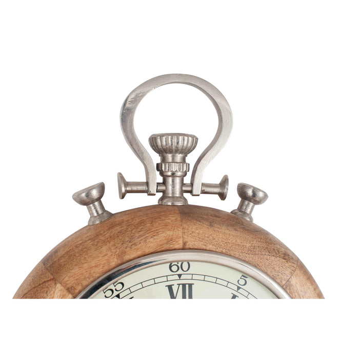 Pacific Lifestyle Nickel & Wood Stopwatch Wall Clock