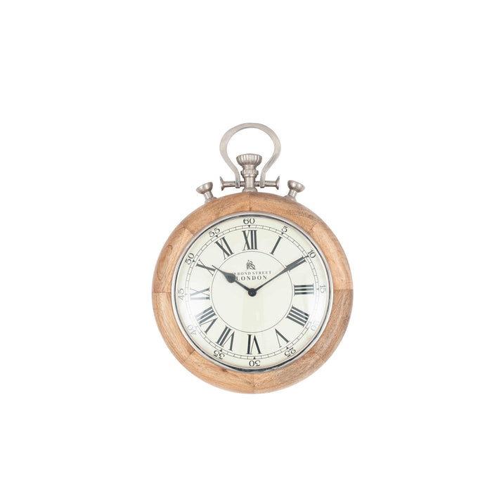 Pacific Lifestyle Nickel & Wood Stopwatch Wall Clock