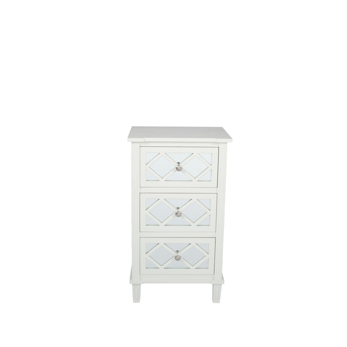 Pacific Lifestyle Mirrored Ivory Pine Wood 3 Drawer Unit