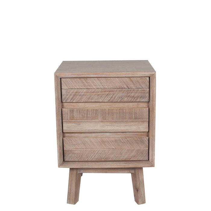 Pacific Lifestyle Sand Wash Acacia Wood 3 Drawer Bedside Unit
