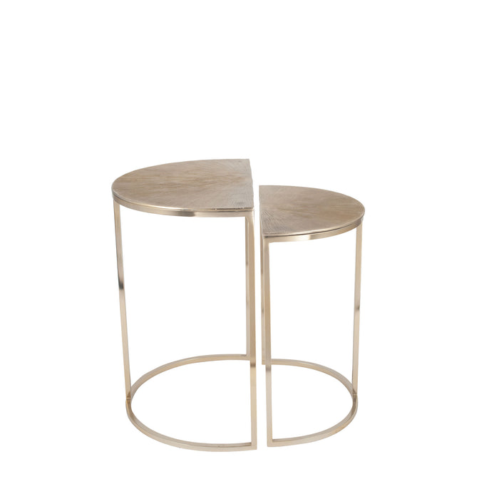 Pacific Lifestyle Set of 2 Gold Metal Half Moon Tables
