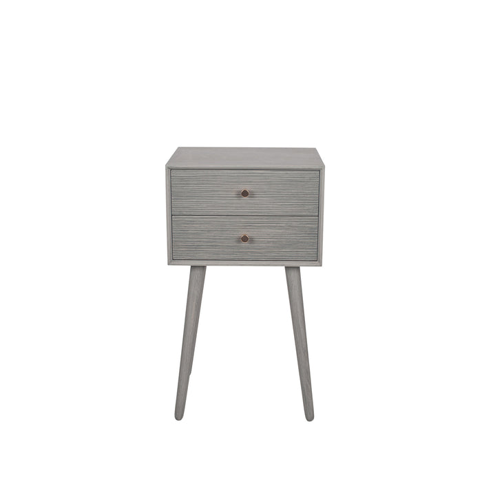 Pacific Lifestyle Dark Grey Pine Wood 2 Drawer Bedside Table