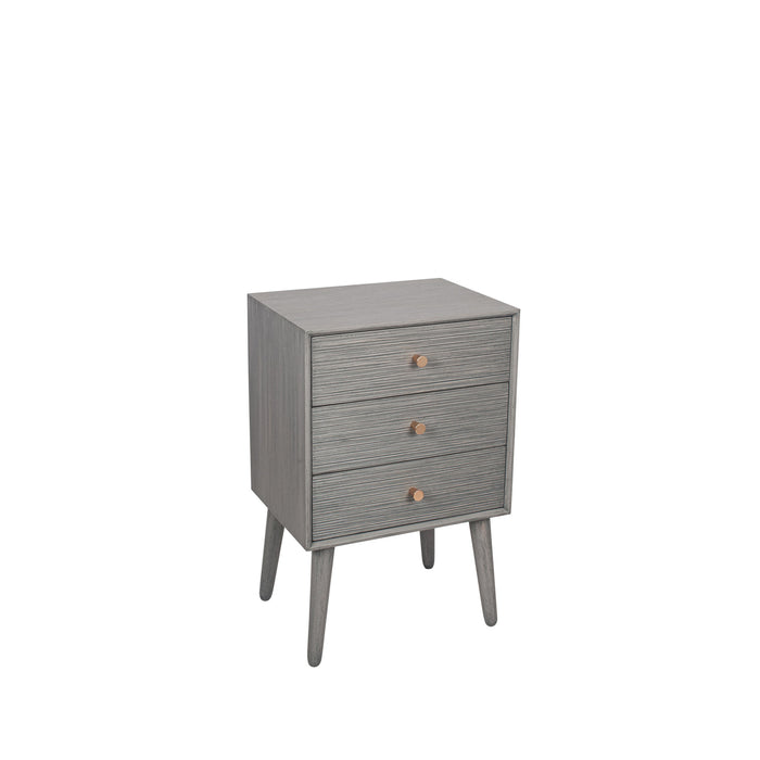 Pacific Lifestyle Dark Grey Pine Wood 3 Drawer Bedside Table