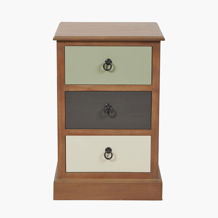 Pacific Lifestyle Pine Wood Sage Multicoloured 3 Drawer Unit