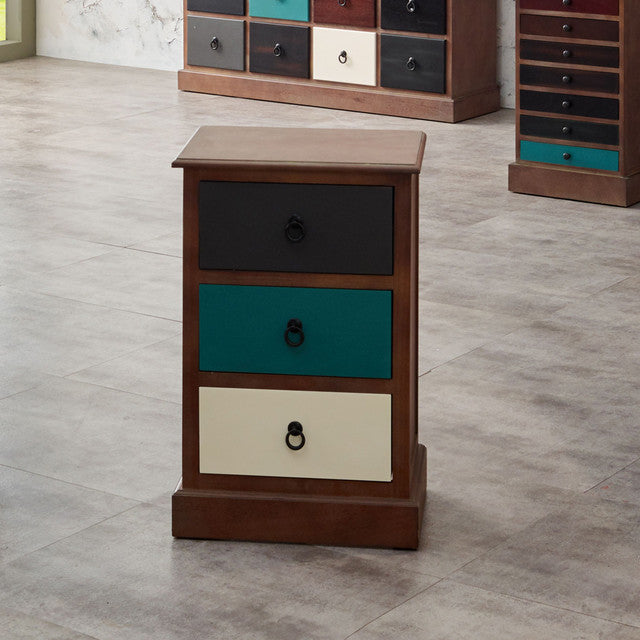 Pacific Lifestyle Pine Wood Multicoloured 3 Drawer Unit