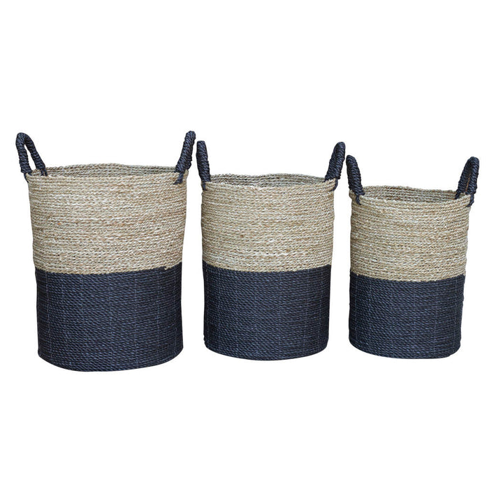 ManTeak Set of 3 Charcoal & Natural Baskets