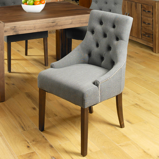 Mayan Walnut Accent Upholstered Dining Chair - Stone - - Living Room by Baumhaus available from Harley & Lola - 1