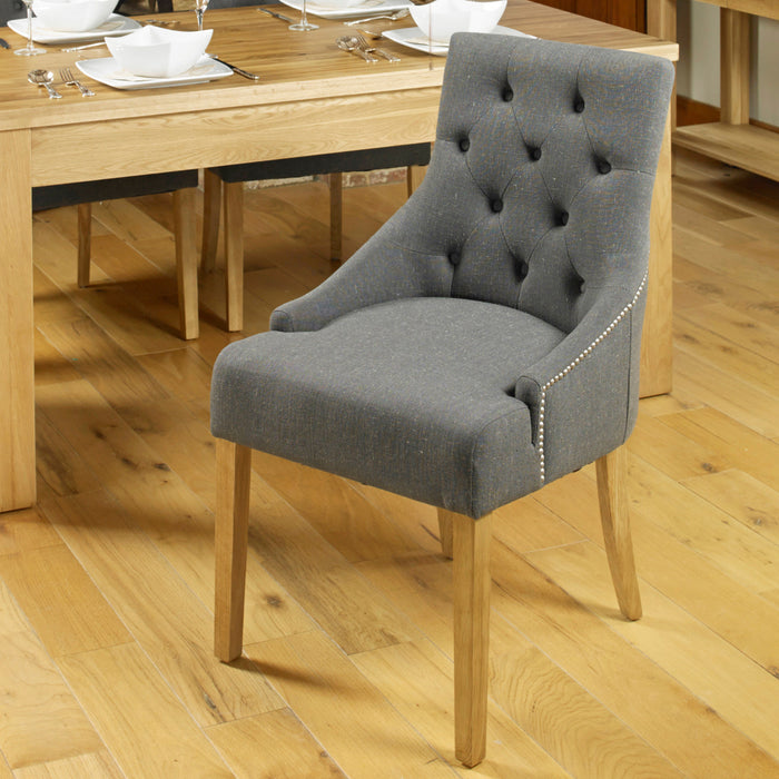 Mobel Oak Accent Upholstered Dining Chair - Stone - - Living Room by Baumhaus available from Harley & Lola - 7