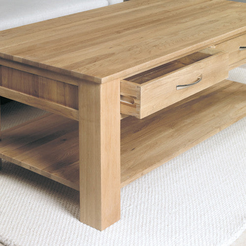 Mobel Oak Four Drawer Coffee Table - - Living Room by Baumhaus available from Harley & Lola - 4