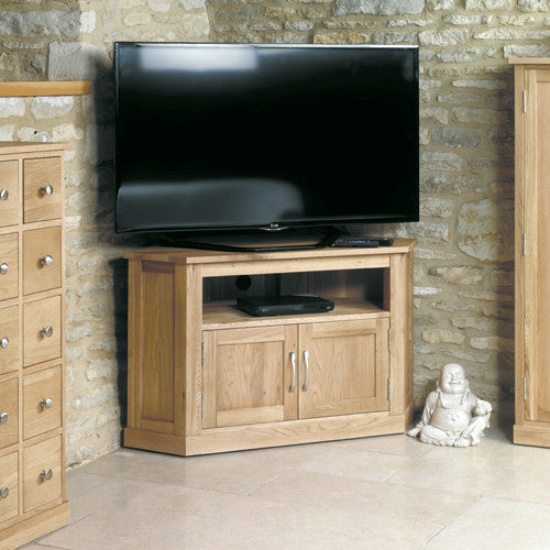 Mobel Oak Corner Television Cabinet - - Living Room by Baumhaus available from Harley & Lola - 1