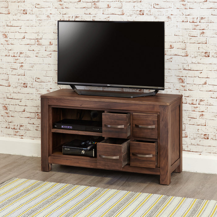 Mayan Walnut Four Drawer Television Cabinet - - Living Room by Baumhaus available from Harley & Lola - 4