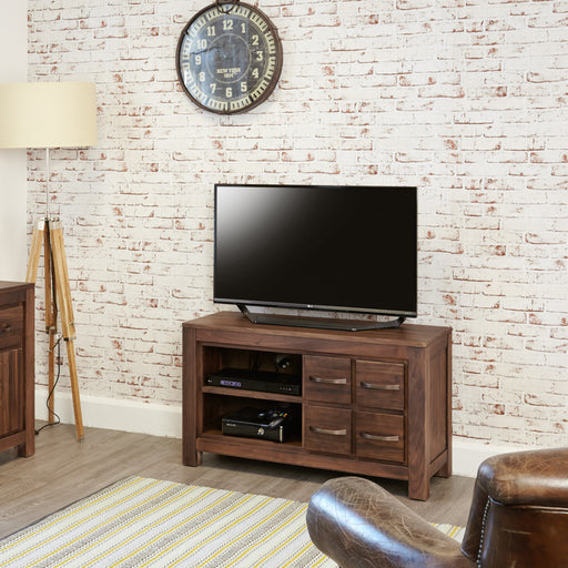 Mayan Walnut Four Drawer Television Cabinet - - Living Room by Baumhaus available from Harley & Lola - 1