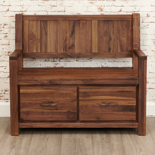 Mayan Walnut Monks Bench with Shoe Storage - - Living Room by Baumhaus available from Harley & Lola - 1
