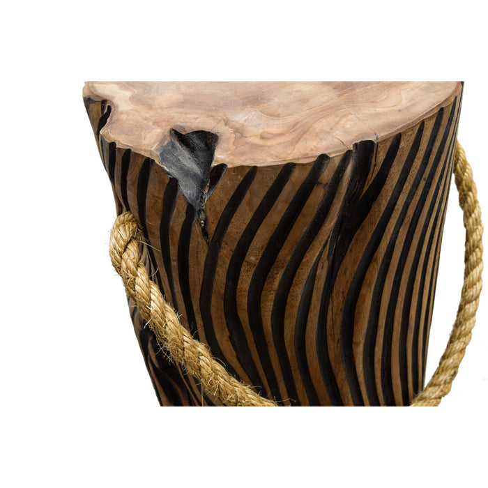ManTeak Greenwolf Natural Teak Root Tiger Stripe Stool with Rope