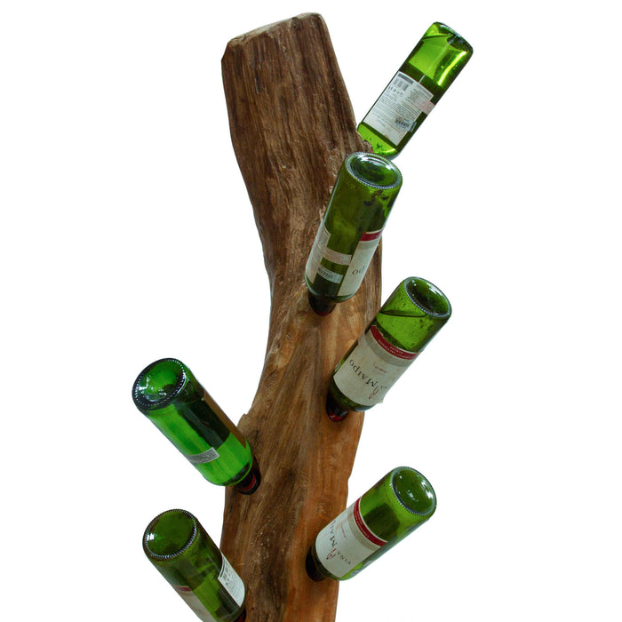 ManTeak Greenwolf Natural Teak Root Freestanding Wine Rack 8 bottles