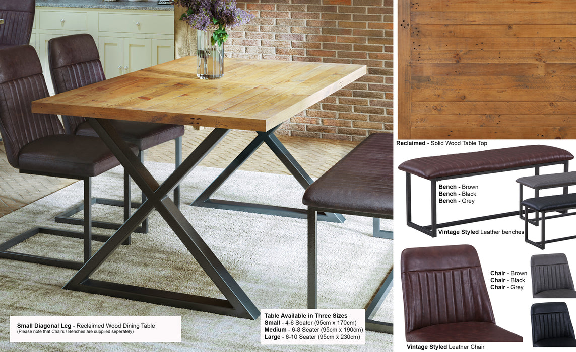 Baumhaus Urban Elegance Reclaimed Small Diagonal Leg Dining Table