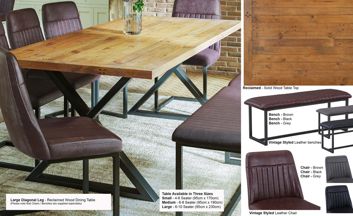 Baumhaus Urban Elegance Reclaimed Large Diagonal Leg Dining Table